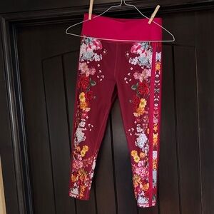 Johnny Was Floral Leggings - Red and Pink